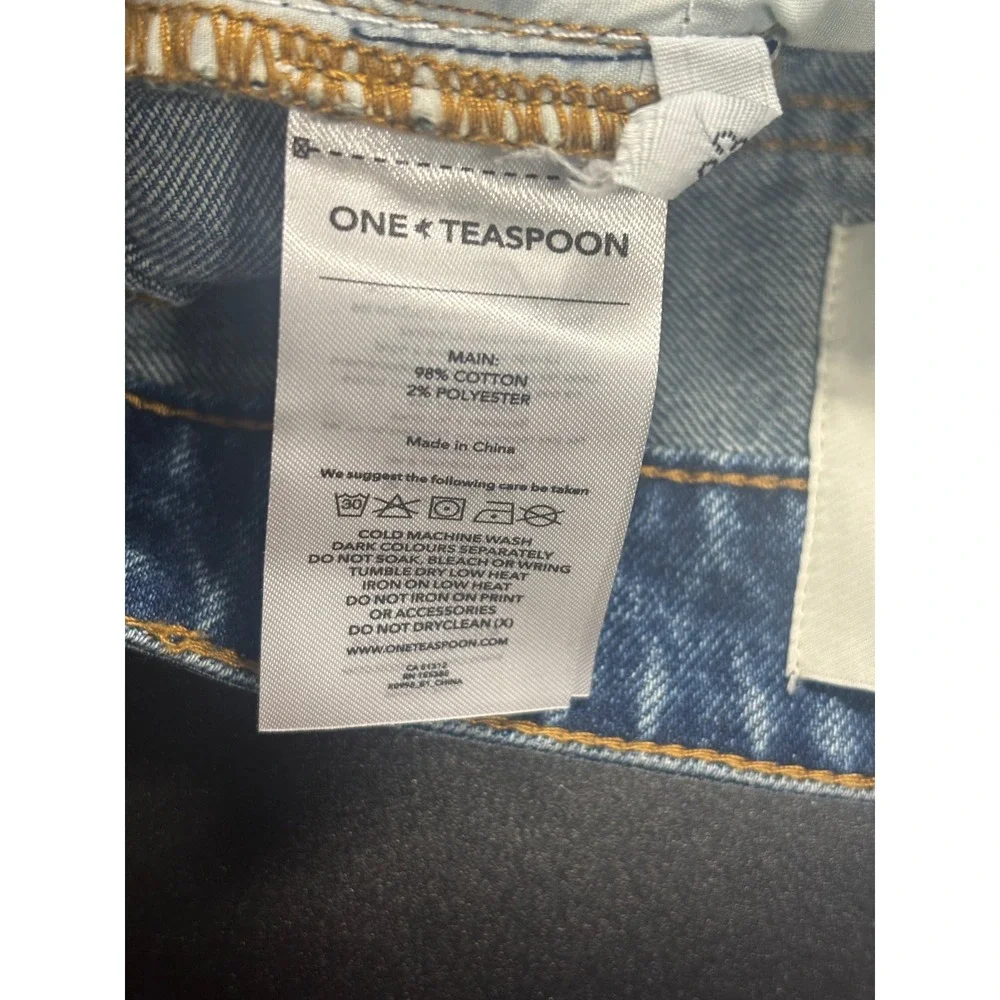 One Teaspoon Stevies Low Waist Long Length Boyfriend Denim Shorts Rosewood Sz 23